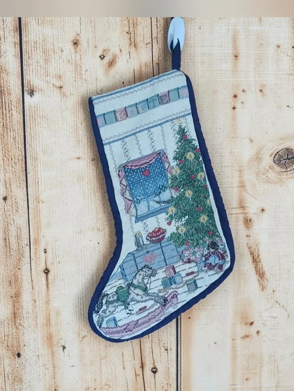 Vintage Cross Stitch Christmas Stocking